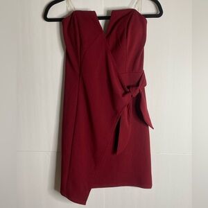 Trixxi Burgundy Strapless Tie-Front Mini Dress – Size M